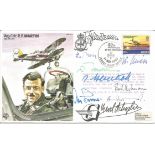 Eight top WW2 Luftwaffe aces signed Wg Cdr Martin Test pilot cover inc Adolf Galland, Erich