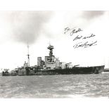 Ted Briggs signed 10x8 b/w photo of HMS Hood. British seaman and the last survivor of the