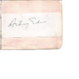 Anthony Eden signed piece fixed to an autograph album page. British Conservative politician who