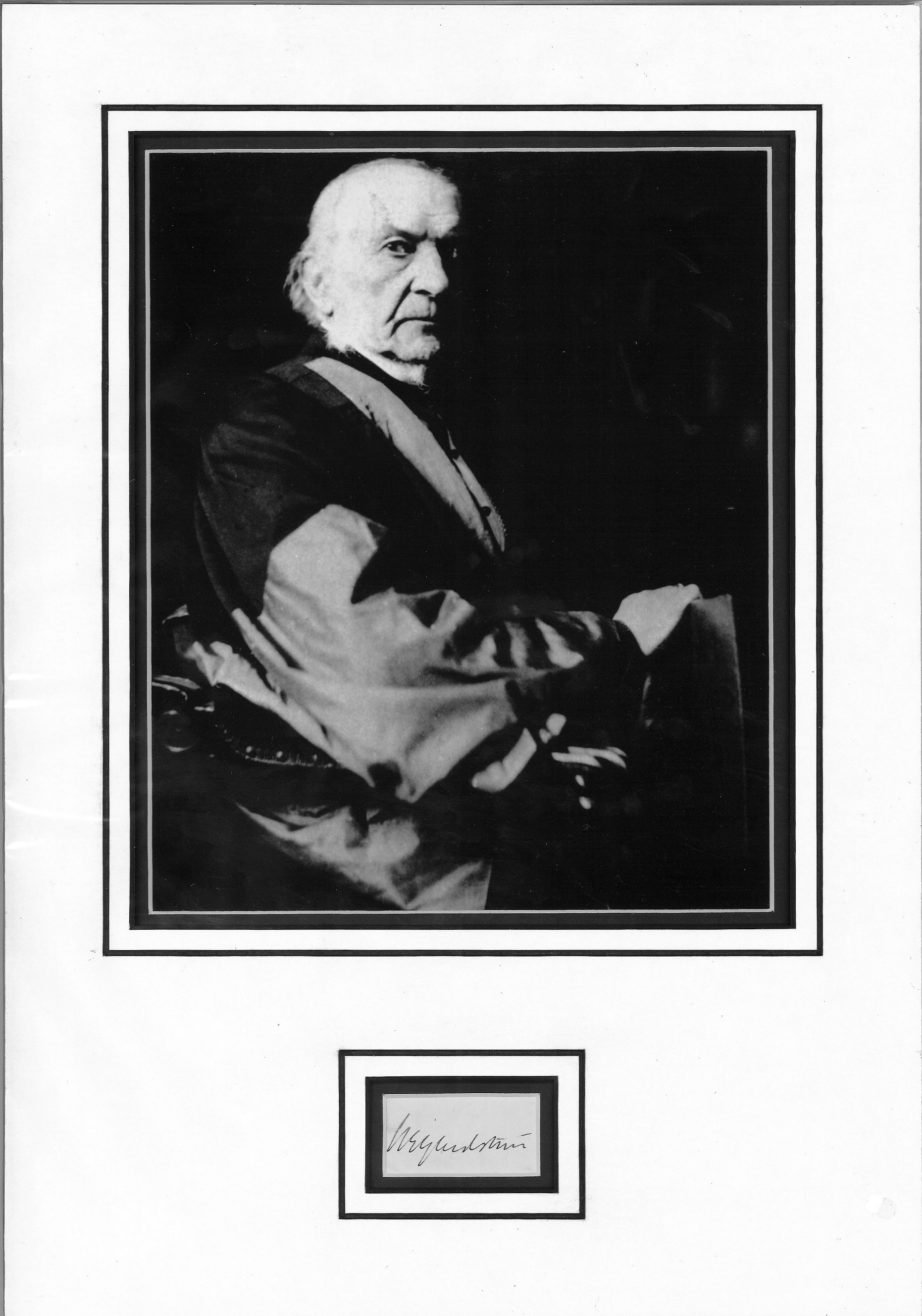 William Gladstone Prime Minister signed autograph display UACC dealer 10 x 8 inches photo double