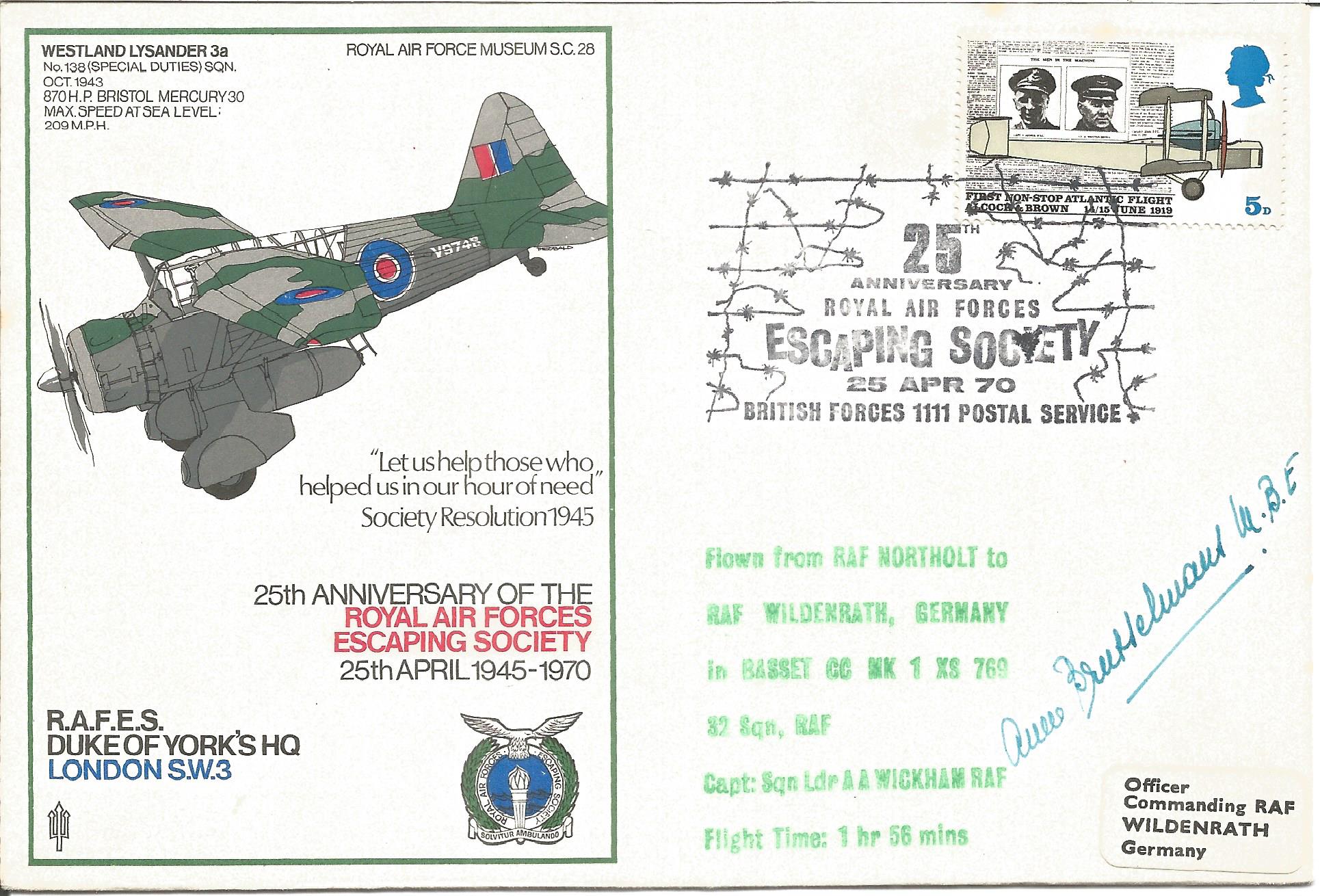 RAFES Duke of York's HQ London S. W. 3 signed SC28 RAF cover 25th Anniversary of the Royal Air