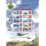 WW2 veterans multisigned RAF 90th ann Special Stamp sheet. Signed by Dambuster G L Johnny Johnson,