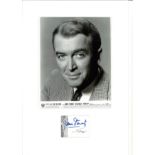 James Stewart signature piece mounted below b/w photo. Approx. overall size 16x12. Good Condition.