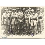 Walter Kless, Delica, and Witzig signed black and white 8x6 group photo with Hitler. Good Condition.