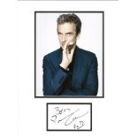 Peter Capaldi Dr Who mounted signature piece 16 x 12 with a 10 x 8 colour photo portrait and