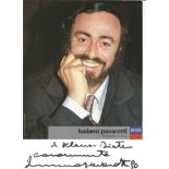 Luciano Pavarotti signed 12x8 colour photo. Good Condition. All autographs are genuine hand signed