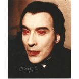 Christopher Lee signed 8x10 colour photo in Horror of Dracula. Good Condition. All autographs are