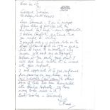 Battle of Britain pilot C Frizell 257 sqn hand written letter regarding his minor role in 1940. Good