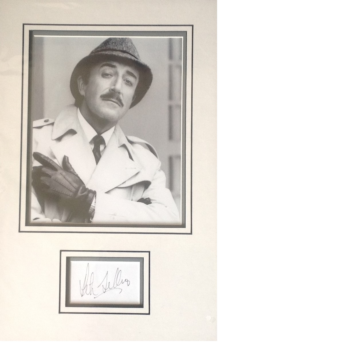 Peter Sellers genuine authentic signed autograph display. High quality professionally mounted