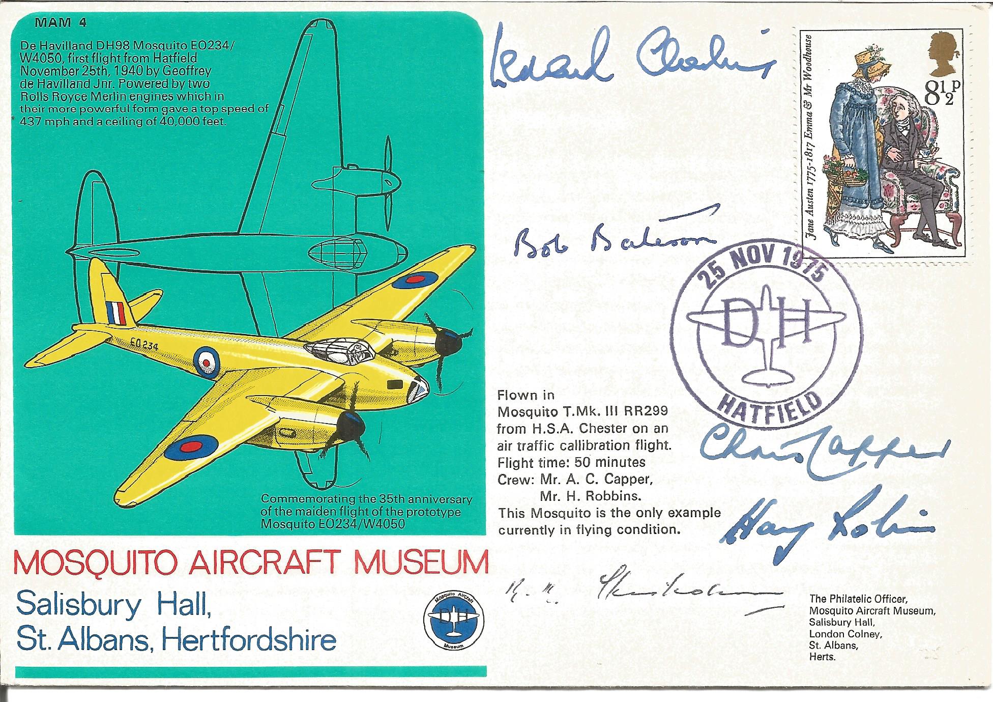 Mosquito Aircraft Museum signed RAF cover 35th Anniversary of the maiden flight of the prototype