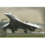 Concorde signed 12x10 inch colour photo, signed by 3 pilots. Signatures include Paul Douglas,