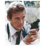 Roger Moore signed 10x8 colour photo as James Bond. Good Condition. All autographs are genuine