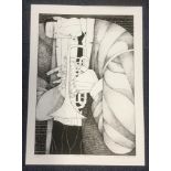 Trumpet Player rare signed music print by artist Christina Balit. Each original drawing took