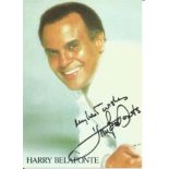 Harry Belafonte signed 6x4 colour photo. American singer, songwriter, activist, and actor. Good