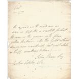 John Henry Ley 1770-1850 , First Clerk of the House of Commons handwritten letter request for a