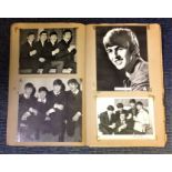 Beatles scrap book collection includes over thirty pages of black and white photos and newspaper