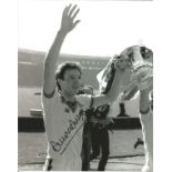Football Alvin Martin signed 10x8 black and white photo pictured celebrating after West Hams win