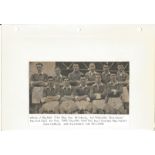 Football Wales v England 1954 signed black and white newspaper photo. Signed by Daniel, Sherwood,