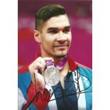 Olympics Louis Smith 12x8 signed colour photo pictured hold Olympic silver medal at the 2012