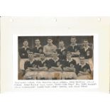 Football Scotland v Wales 1954 black and white newspaper photos. Signed by Doug Cowie, Tommy Ring,
