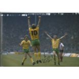 Football Asa Hartford signed 12x8 colour photo pictured in action for Norwich City. Sport autograph.
