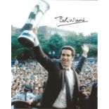 Football Bobby Moncur signed 10x8 colour photo pictured celebrating with the Fairs Cup while playing