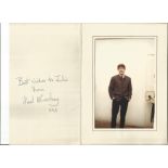 Paul McCartney signed greeting card mount with young colour portrait photo of Paul inset,