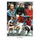 Football West Ham Legends 16x12 colour enhanced montage photo signed by Hammers legends Bryan Pop