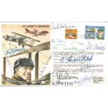 Ten top Luftwaffe aces ins Hartmann signed Mr. Harry G. Hawker multi signed Sopwith FDC. Flown