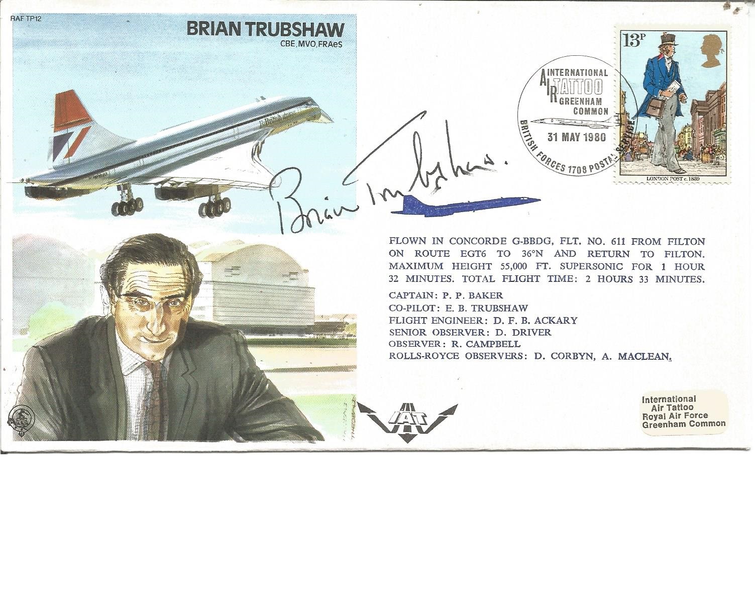 Brian Trubshaw Concorde Test Pilot signed on his own Test Pilot cover TP36. Good Condition. All