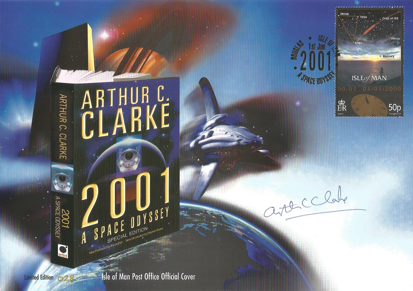 Arthur C Clarke signed on 2001 A Space Odyssey Isle of Man FDC. Good Condition. All autographs are