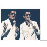 Sammy Davis Jr signed 10 x 8 colour photo singing on stage. American singer, musician, dancer,