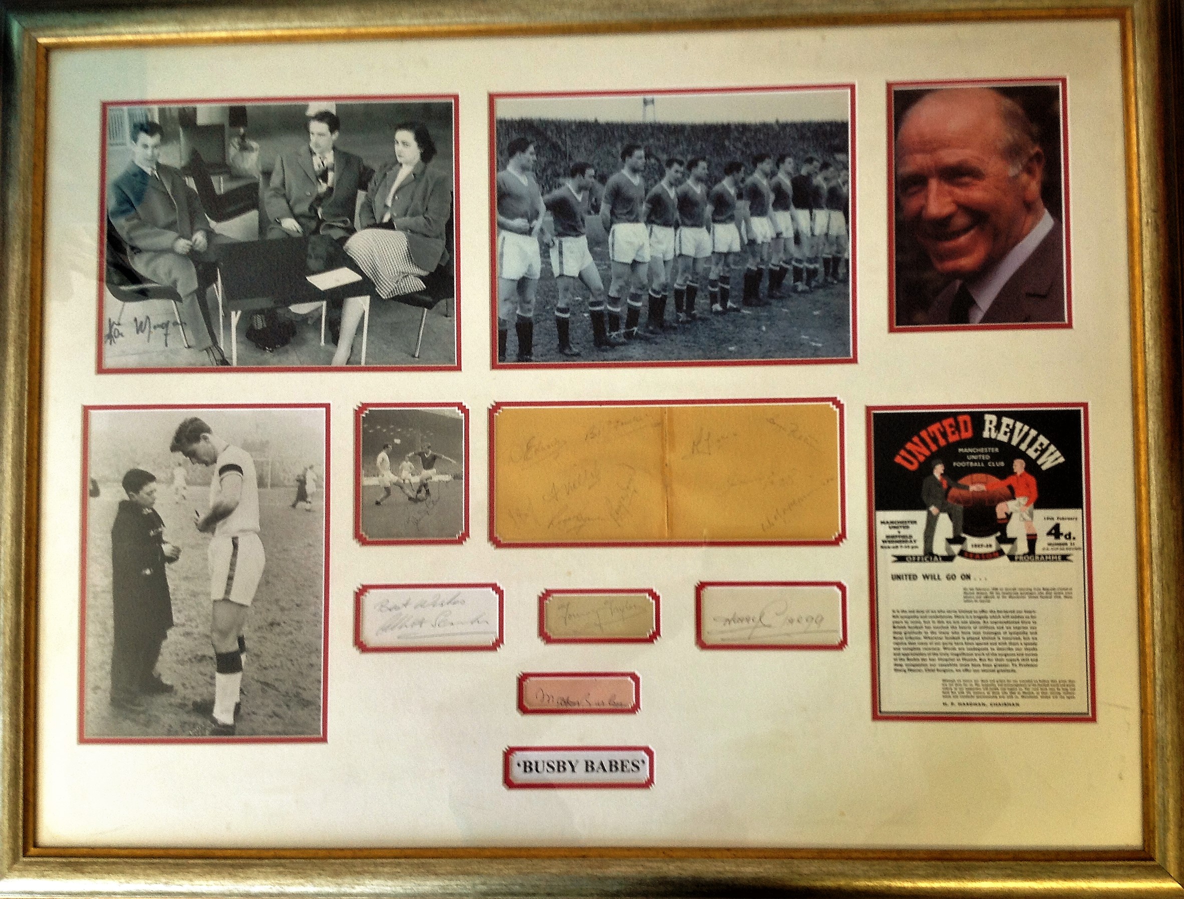 Football Busby Babes 27x36 professionally framed and mounted signature piece. Including legendary