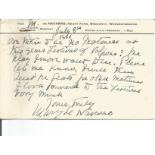 Mary Anderson handwritten note. July 28, 1859 - May 29, 1940 was an American theatre actress. Good