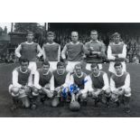 Football Autographed George Eastham Photo, A Superb Image Depicting Arsenal Players Posing For A