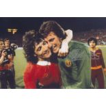 Football Autographed Ray Clemence Photo, A Superb Image Depicting Clemence And His Liverpool Team