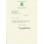 Glenda Jackson TLS dated May 1992 on House of Commons notepaper. Good condition Est.