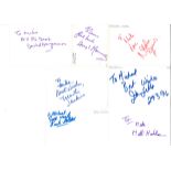 Signed white card collector. 10 cards individually signed by Hugh Manning, Ron Pickering, Barbara