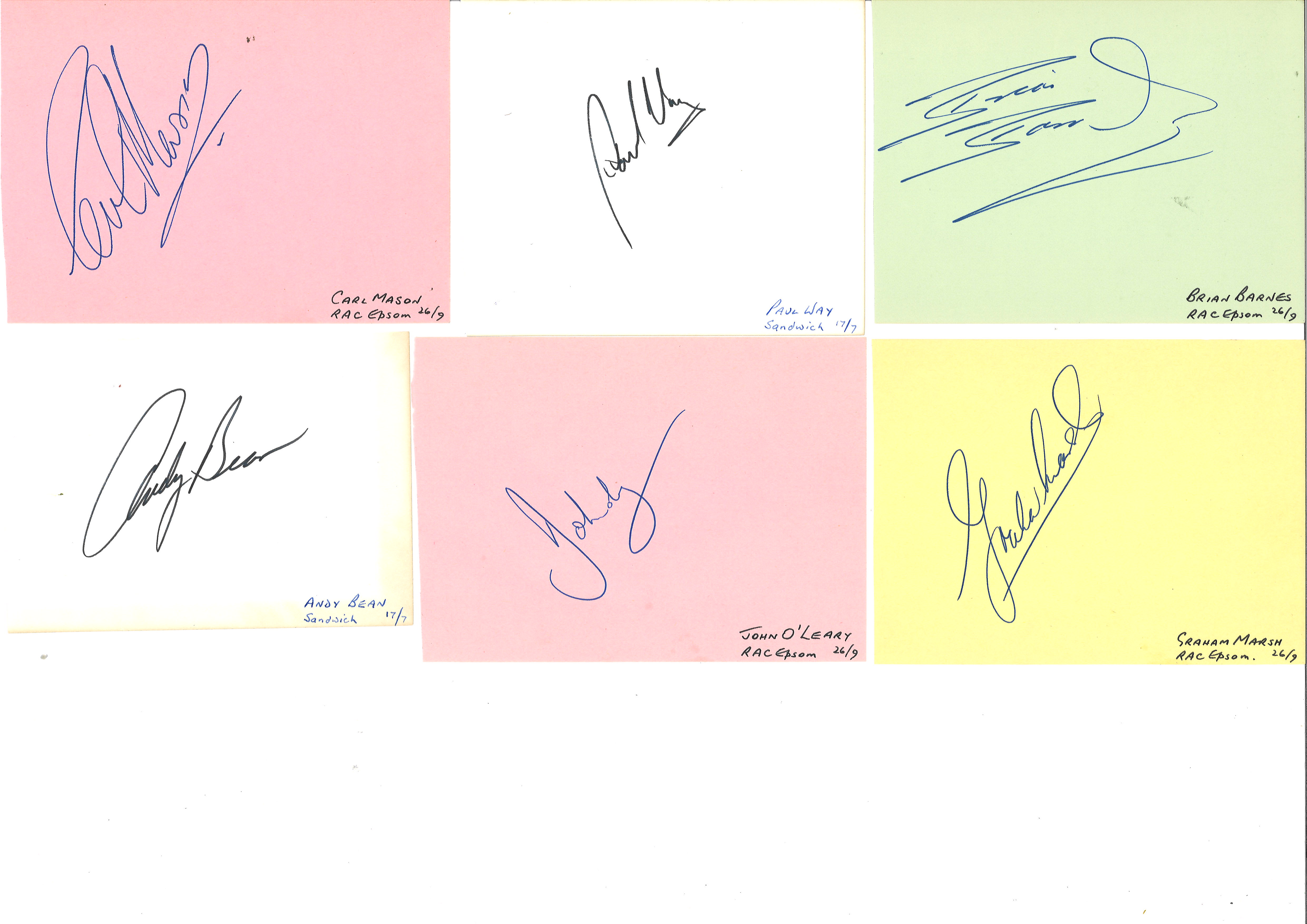 Signed album page collection. Includes John O'Leary, Graham Marsh, Carl Mason, Paul Way, Brian - Image 2 of 2