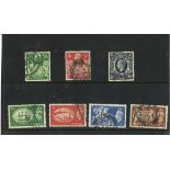 GB high definitives. 1939 2/6d, 5/=, 10/=, 1951 2/6d, 5/=, 10/= £1. High catalogue value. Good