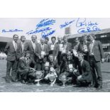 Football Autographed Derby County Photo, A Superb Image Depicting Players Posing With Their Trophies