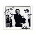 Levellers 10x12 mounted b/w photo signed by all five members of the band. Levellers are an English