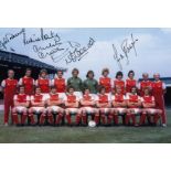 Football Autographed Arsenal Photo, A Superb Image Depicting Players Posing For A Squad Photo At