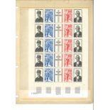 French stamp collection commemorating the 1 year anniv of General de Gaulle. Includes 5 sets mint