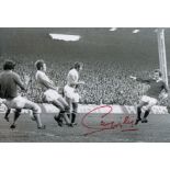Football Autographed Sammy Mcilroy Photo, A Superb Image Depicting Mcilroy Scoring A Memorable