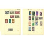 European stamp collection over 19 loose album pages. Includes Spanish colonies and Belgium colonies.