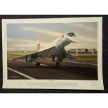 Concorde Pair of Matched Signed Limited Edition Prints Bannister and Lidiard. Concorde End of an