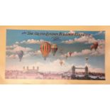 Historical print approx 20x36 titled The Grand London Balloon Event by the artists Isiah and