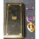 WWII Purple Heart Medal In original hinged presentation case. Original, vintage World War Two Era