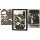 Luftwaffe ace Mjr Wilhelm Herget collection of three signed 5 x 4 b/w photos one in uniform one at